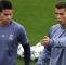 James y Cristiano Ronaldo entrenando en el Real Madrid