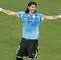 Sebastián el 'Loco' Abreu jugando con la Selección de Uruguay.